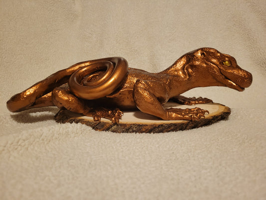 Crocodile Monitor Sculpture (Rusting Bronze & Gold)