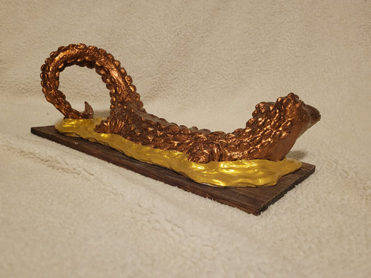 Borneo Earless Monitor Sculpture (Rusting Bronze & Gold)