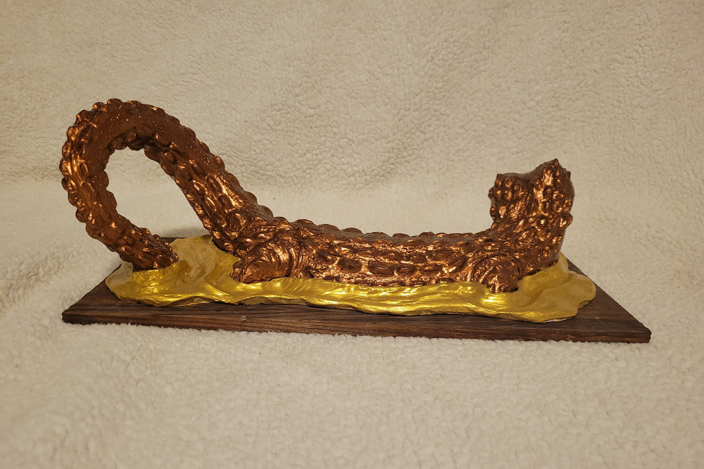 Borneo Earless Monitor Sculpture (Rusting Bronze & Gold)