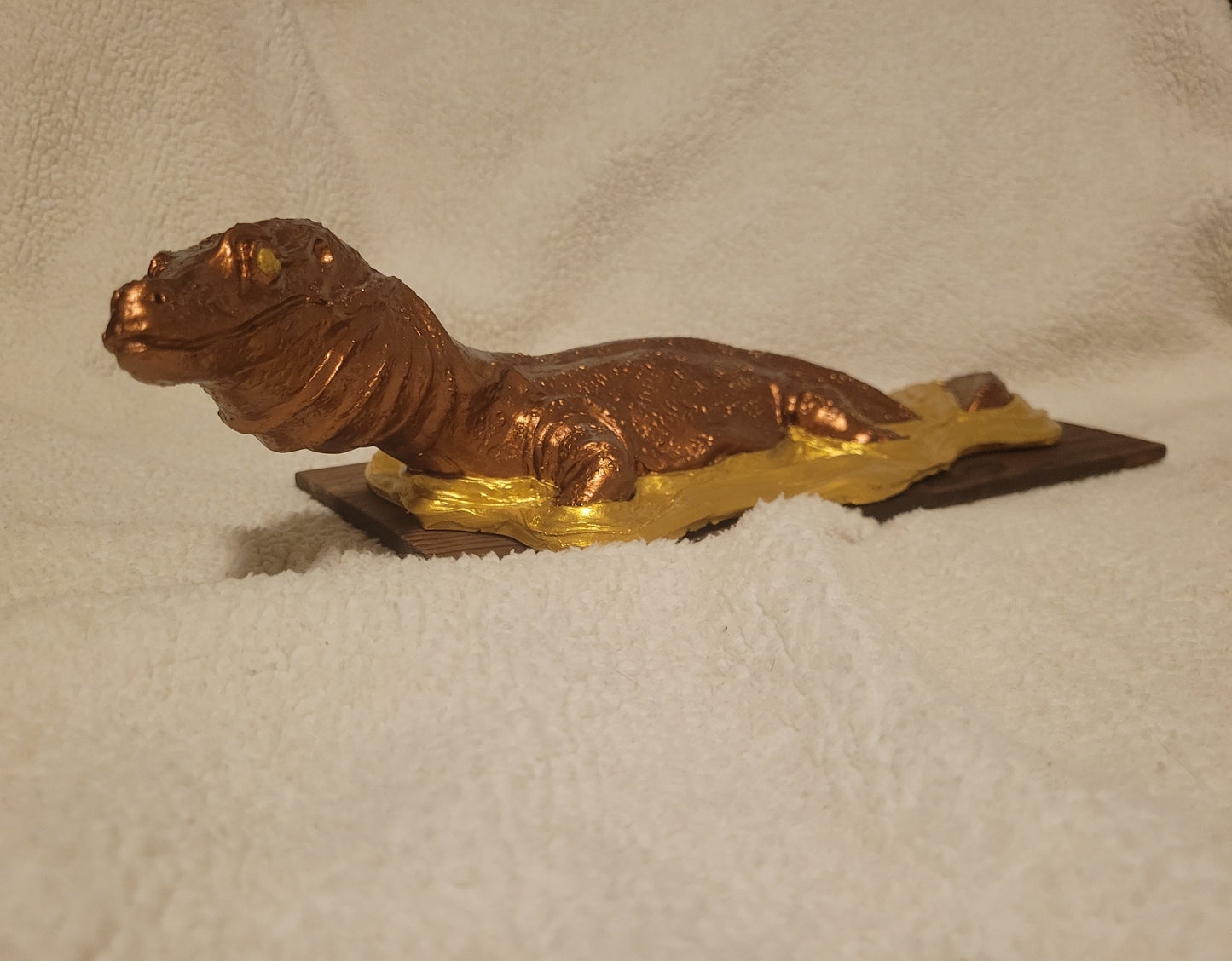 Asian Water Monitor Sculpture (Rusting Bronze & Gold)