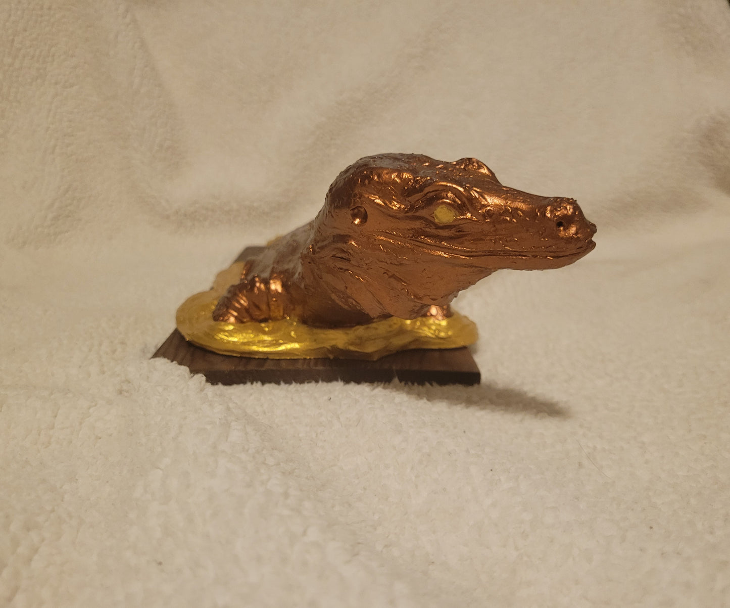 Asian Water Monitor Sculpture (Rusting Bronze & Gold)