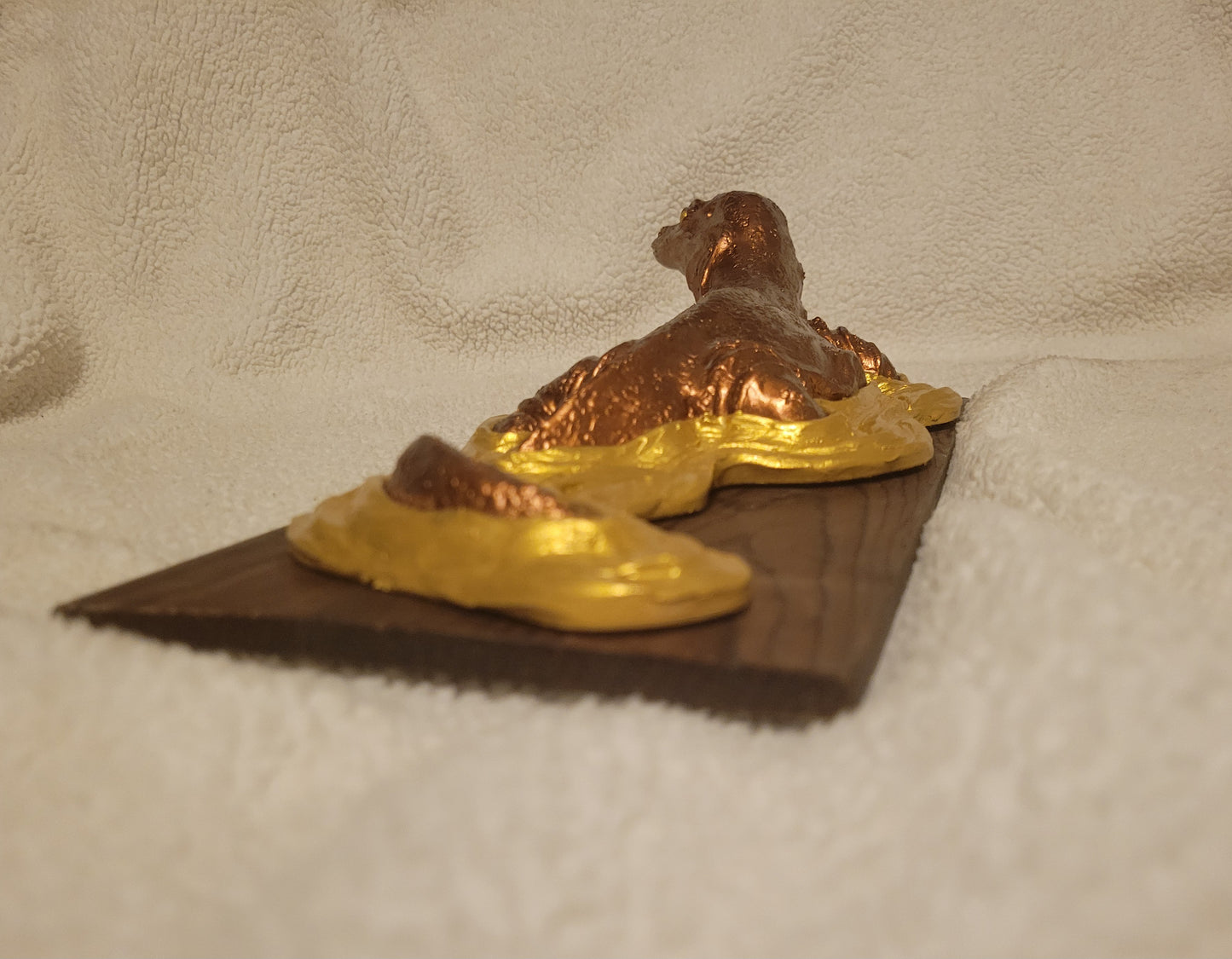 Asian Water Monitor Sculpture (Rusting Bronze & Gold)