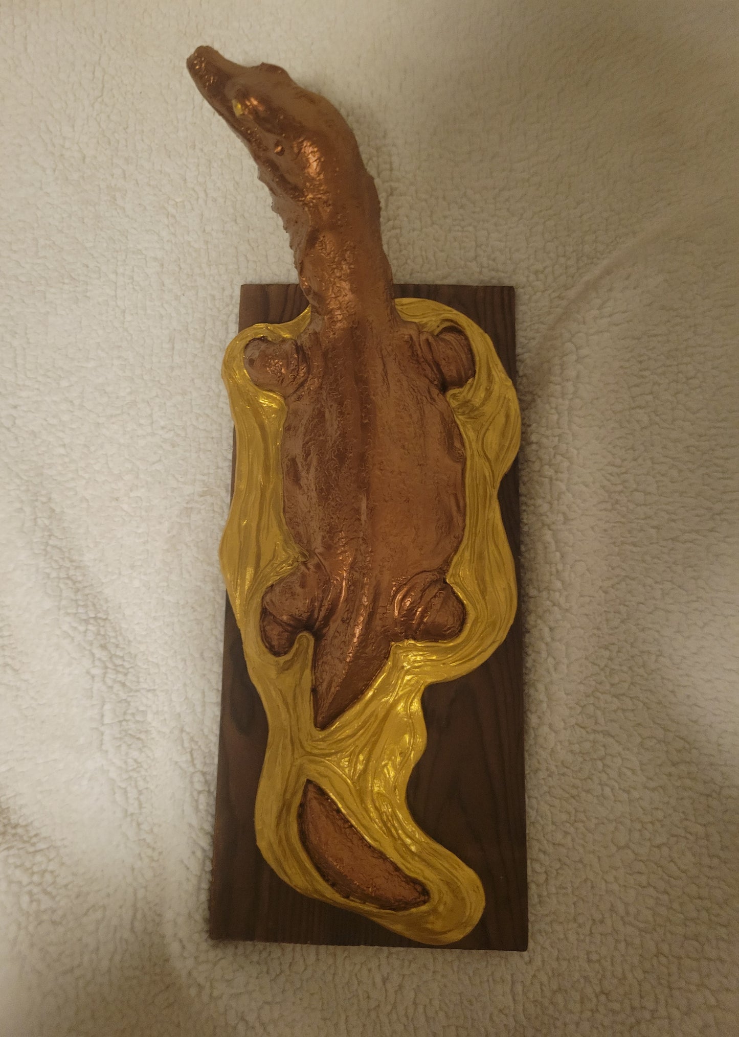 Asian Water Monitor Sculpture (Rusting Bronze & Gold)