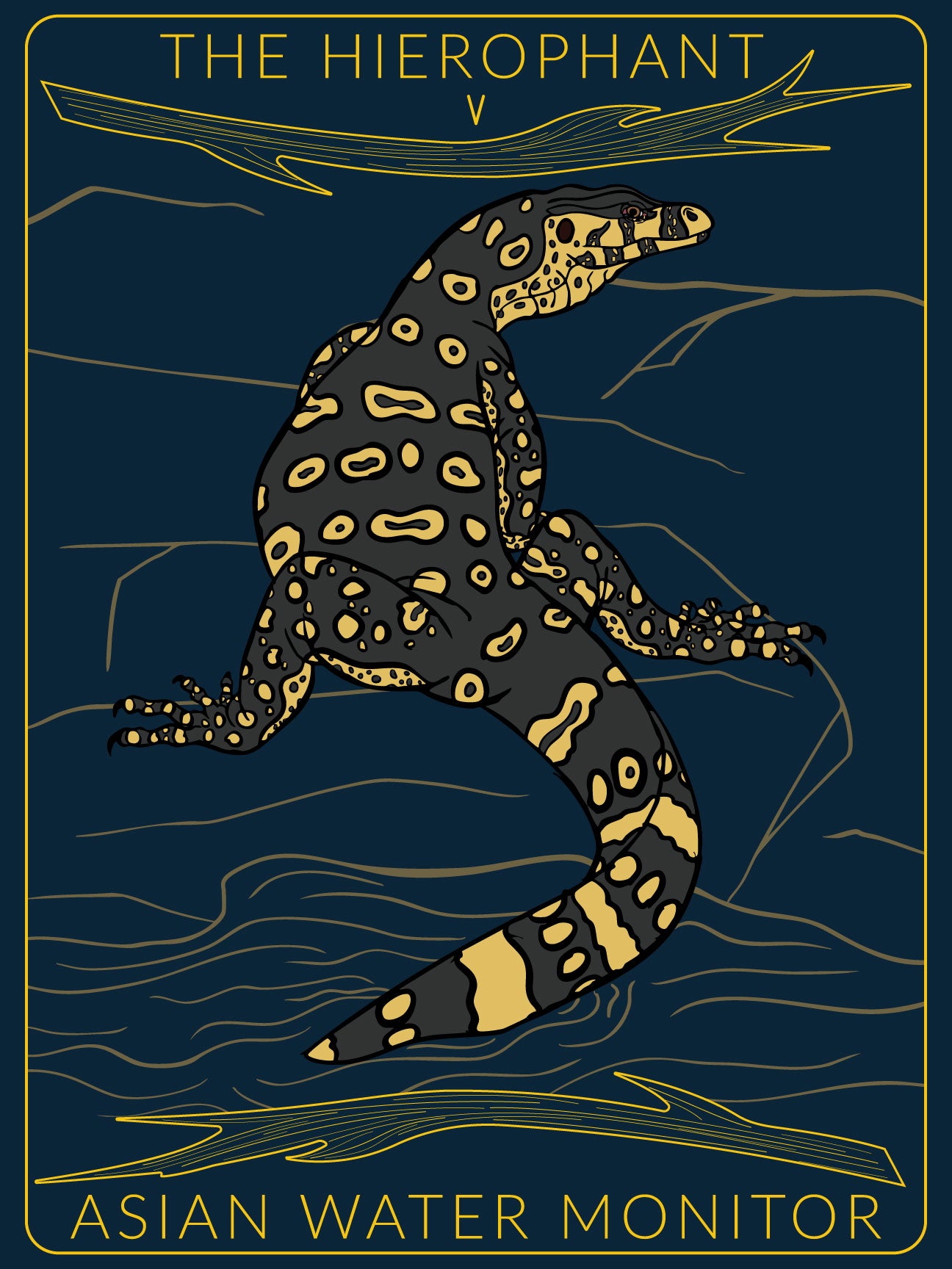 Asian Water Monitor Tarot Card