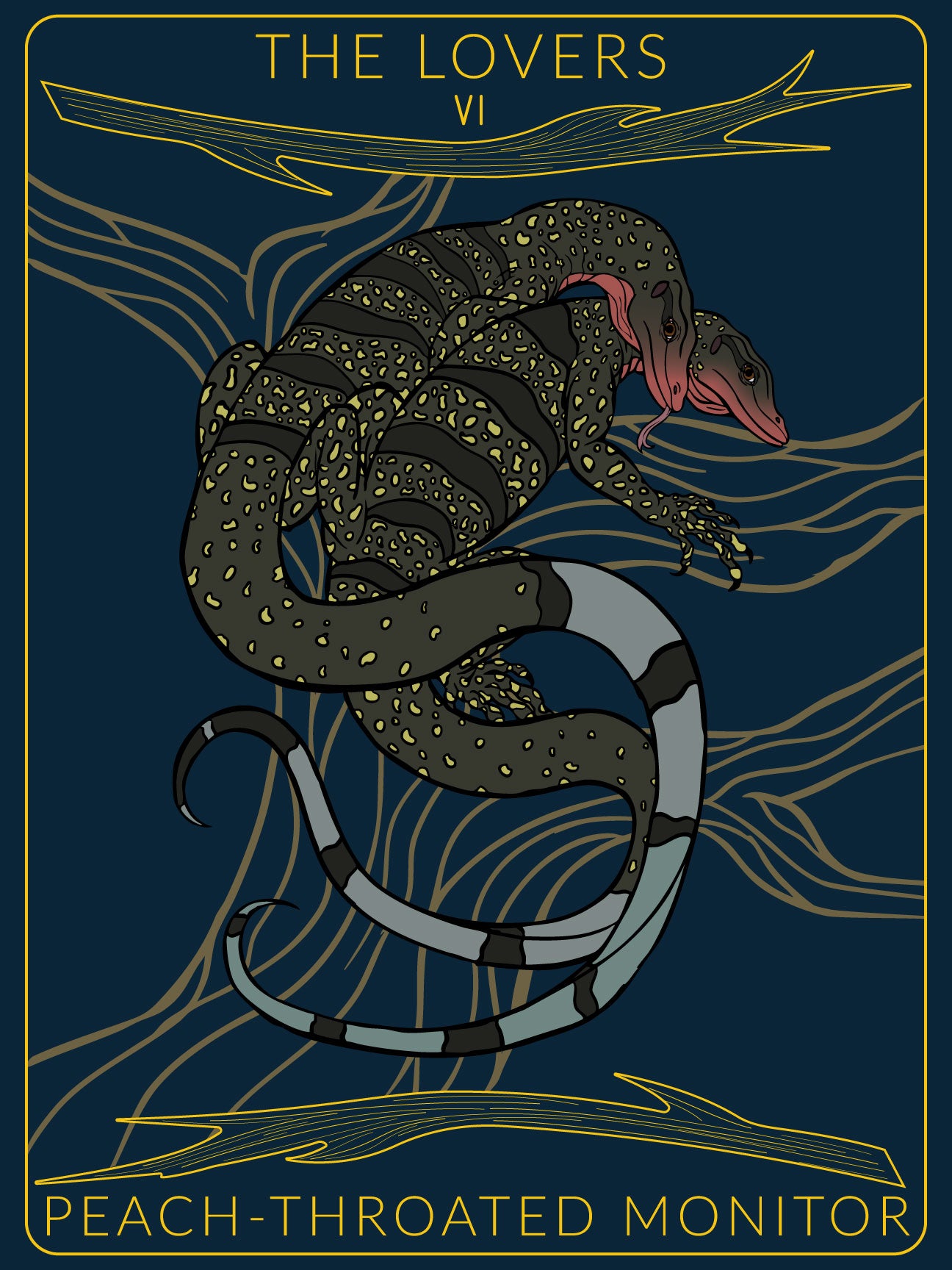 Peach-Throated Monitor Tarot Card