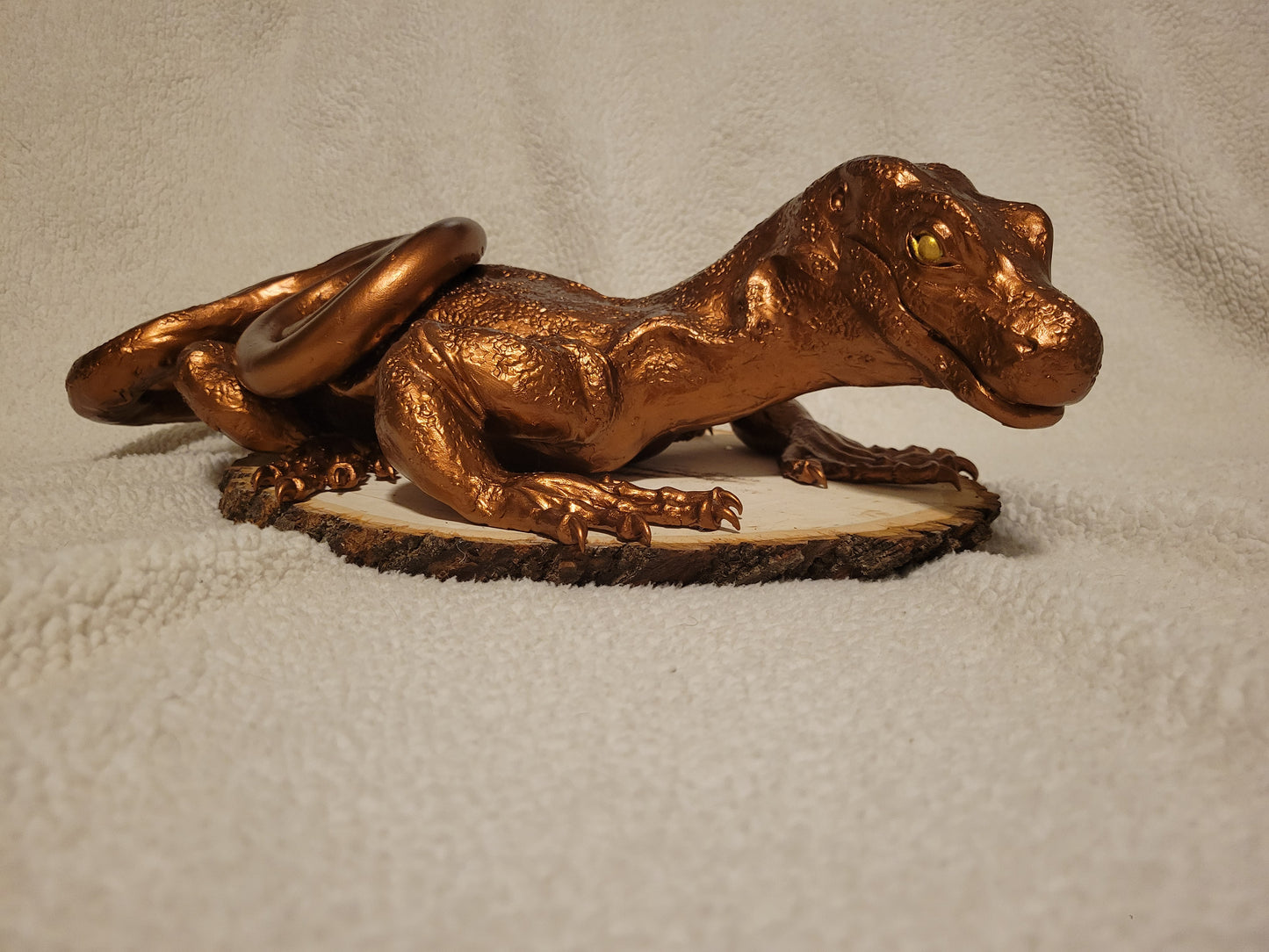Crocodile Monitor Sculpture (Rusting Bronze & Gold)