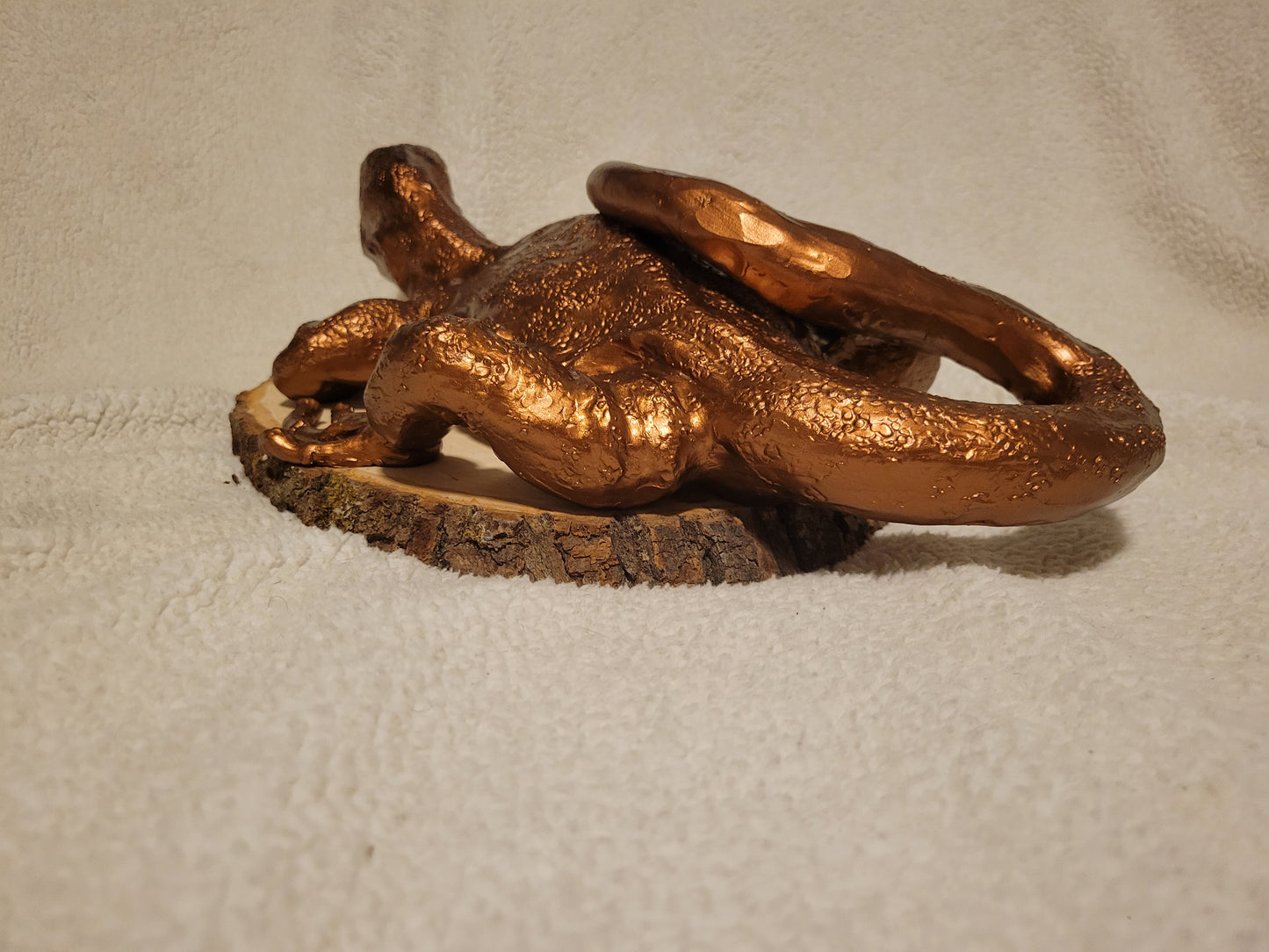 Crocodile Monitor Sculpture (Rusting Bronze & Gold)