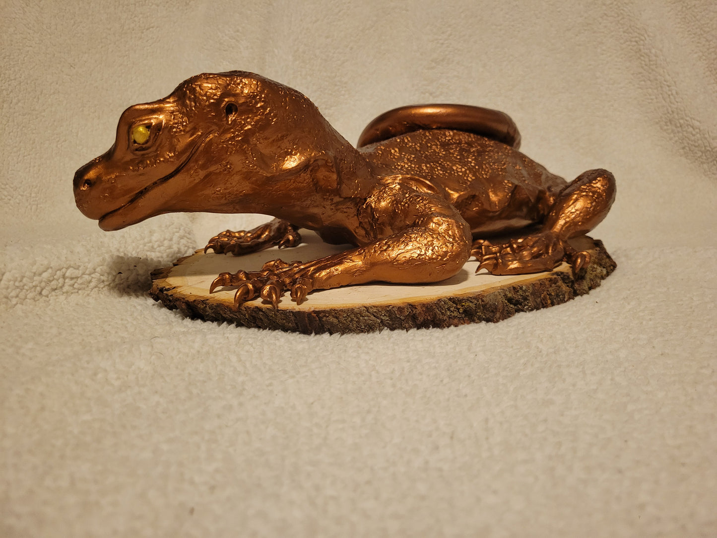Crocodile Monitor Sculpture (Rusting Bronze & Gold)